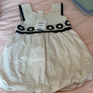 BNWT ZARACharming Cream and Black Kids Dress CROCHET SIZE 5